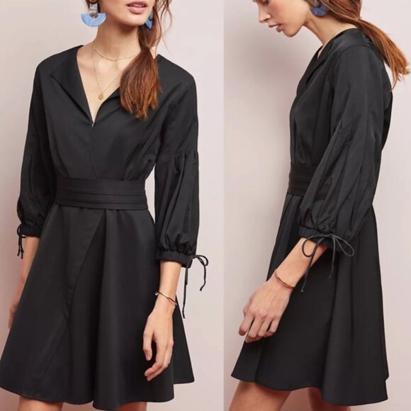 NWT Anthropologie Pilcher Dress by Hailee C Black Dress size Small fit flare - Picture 1 of 16